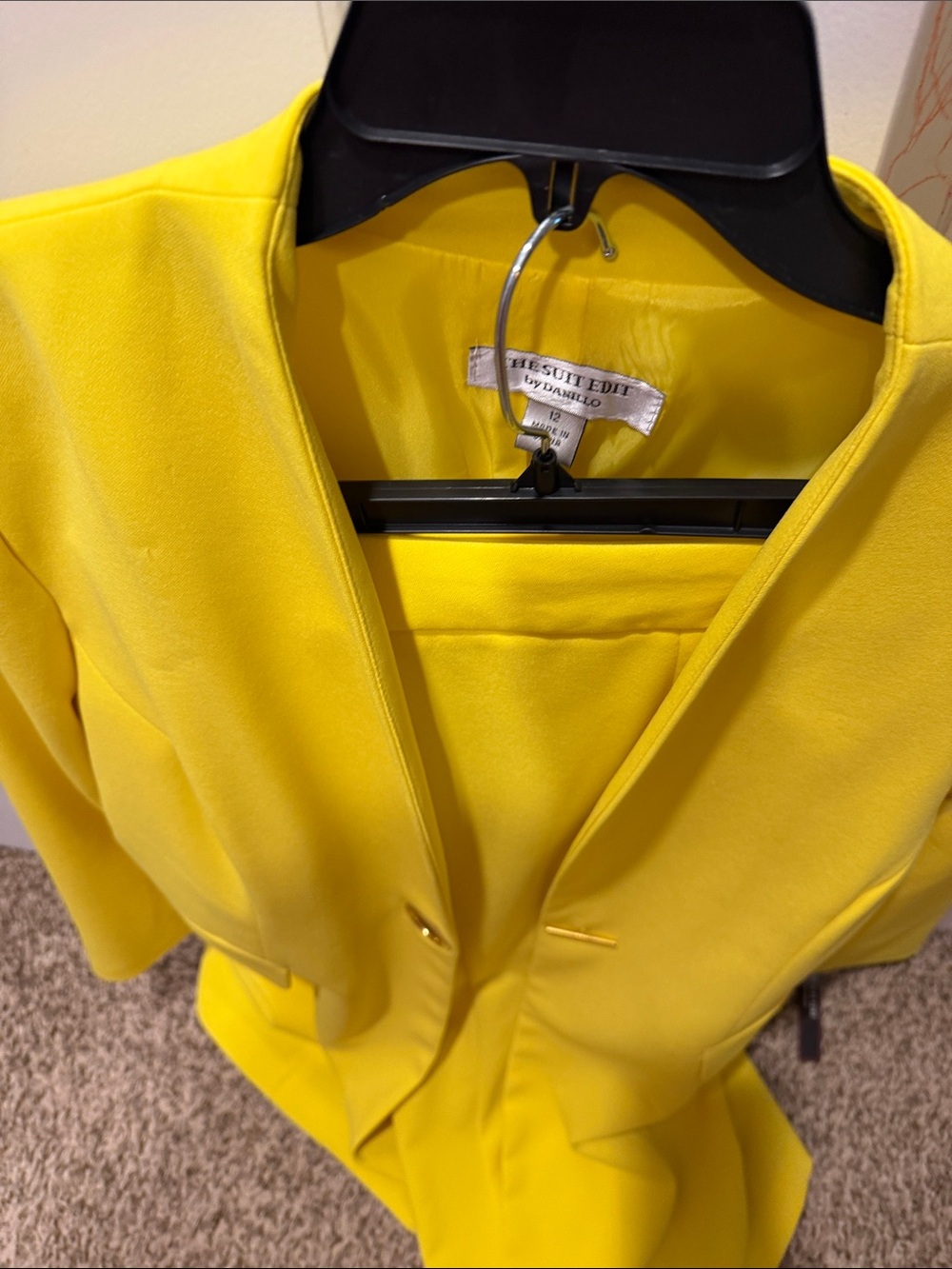 Women's Yellow Open-Front Blazer Jacket and pants by Kasper - Picture 2 of 11